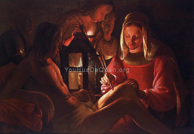 St Irene Removing Arrows from St Sebastians Leg - 乔治·德·拉·图尔